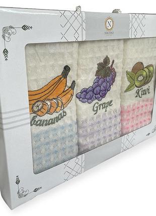 Набор вафельных кухонных nilteks towels exclusive хлопок 40-60 см разные цвета