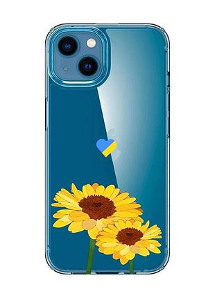Прозрачный чехол на iphone 13 mini :: желтые цветы (принт 364)