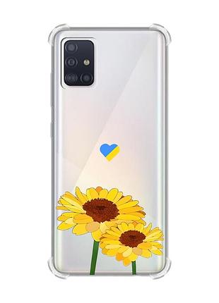 Чехол с утолщёнными углами на samsung galaxy a71/a715 :: желтые цветы (принт 364)
