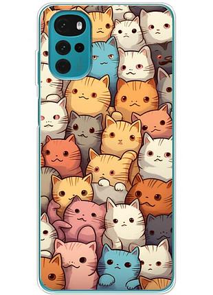 Чехол силиконовый с картинкой на motorola g22 (котики)