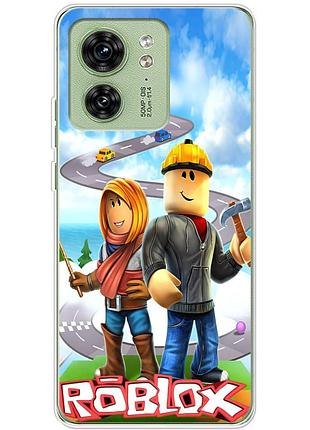 Чехол силиконовый с картинкой на motorola edge 40 (роблокс, roblox)