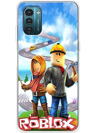Чехол силиконовый с картинкой на nokia g11 (роблокс, roblox)