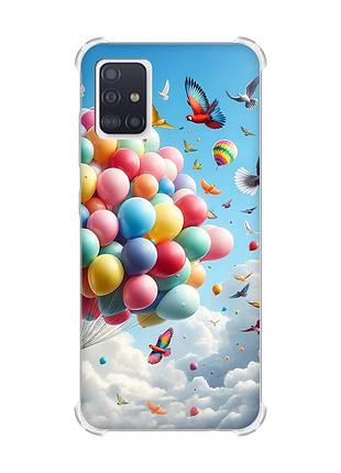 Чехол с утолщёнными углами на samsung galaxy a71/a715 :: воздушные шарики (принт 365)