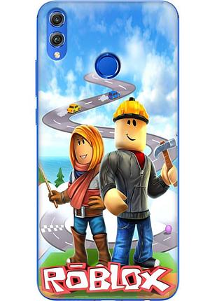 Чехол силиконовый с картинкой на huawei honor 8x (роблокс, roblox)