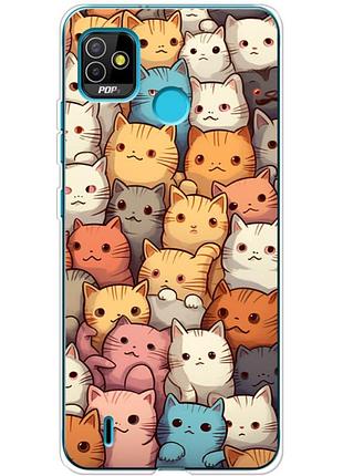 Чехол силиконовый с картинкой на tecno pop 5 (котики)