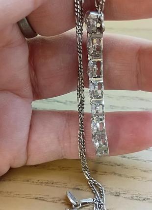 Цепочка винтаж amberta серебро 925. silver, кулон подвеска цирконы кристаллы 5