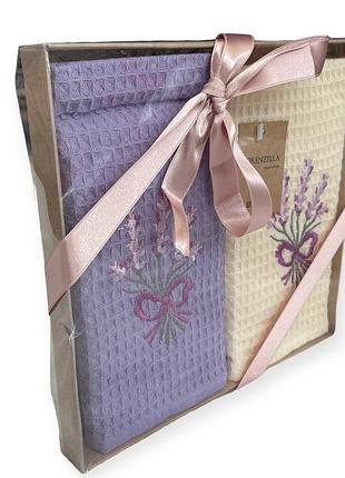 Набор вафельных полотенец lornzella lavanda хлопок 40-60 см 2 шт, лиловый