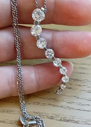 Цепочка винтаж amberta серебро 925. silver, кулон подвеска цирконы кристаллы 2