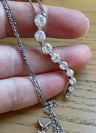 Цепочка винтаж amberta серебро 925. silver, кулон подвеска цирконы кристаллы 3