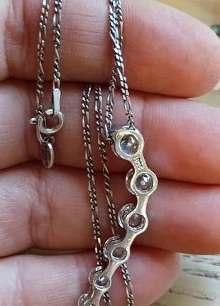 Цепочка винтаж amberta серебро 925. silver, кулон подвеска цирконы кристаллы 6