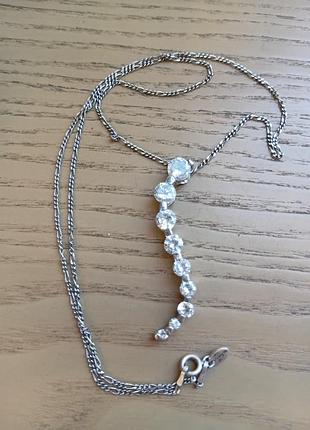 Цепочка винтаж amberta серебро 925. silver, кулон подвеска цирконы кристаллы 4