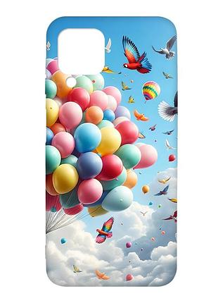 Матовый чехол с черными боками на samsung galaxy a12 :: воздушные шарики (принт 365)
