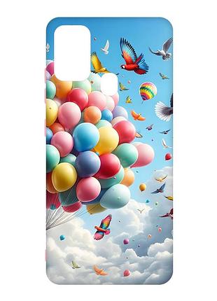Матовый чехол с розовыми боками на samsung galaxy m30s/m21 :: воздушные шарики (принт 365)