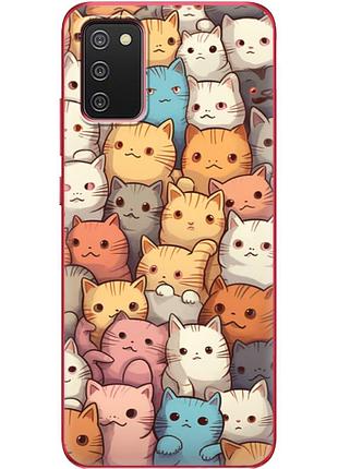 Чехол силиконовый с картинкой на samsung galaxy a02s (a025) (котики)