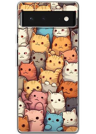 Чехол силиконовый с картинкой на google pixel 6 (котики)