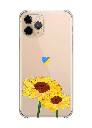 Прозорий чохол на apple iphone 11 pro (5,8) :: жовті квіти (принт 364)
