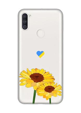 Прозорий чохол на samsung galaxy a11 :: жовті квіти (принт 364)