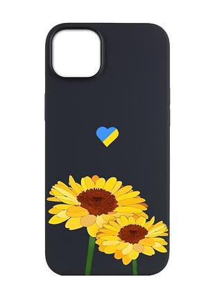 Матовый черный чехол на apple iphone 14 plus :: желтые цветы (принт 364)