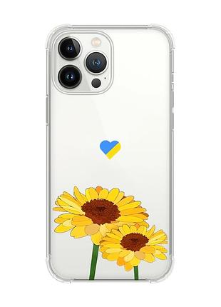 Чехол с утолщёнными углами на iphone 14 pro :: желтые цветы (принт 364)