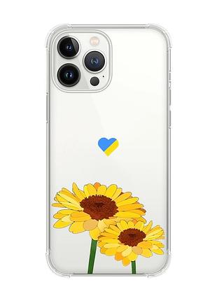 Чехол с утолщёнными углами на iphone 14 pro max :: желтые цветы (принт 364)