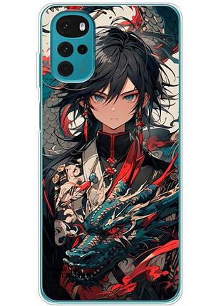 Чехол силиконовый с картинкой на motorola g22 (аниме, anime)