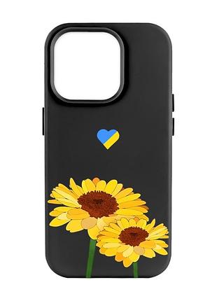Матовый черный чехол на apple iphone 14 pro max :: желтые цветы (принт 364)