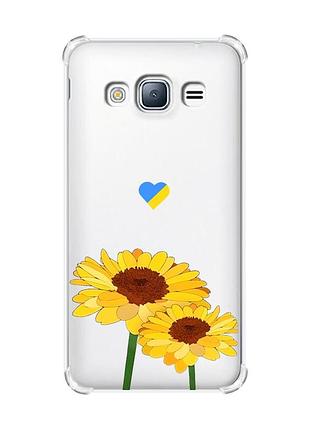 Чохол з потовщеними кутами на samsung galaxy j3(2016) j310 :: жовті квіти (принт 364)