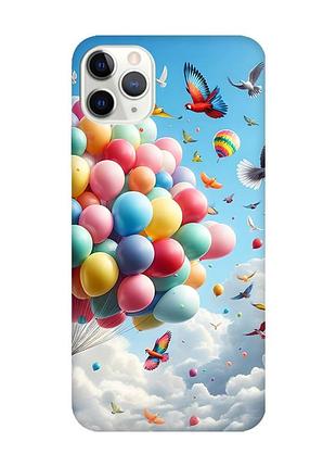 Матовий чохол з бірюзовими боками на iphone 11 pro max (6.5) :: повітряні кульки (принт 365)