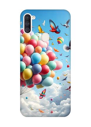 Матовий чохол з рожевими боками на samsung galaxy a11 :: повітряні кульки (принт 365)