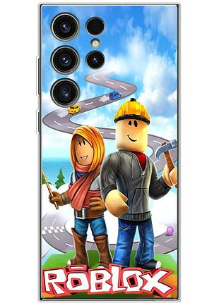 Чехол силиконовый с картинкой на samsung galaxy s23 ultra (s918) (роблокс, roblox)