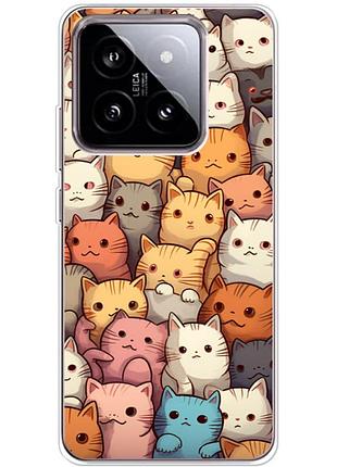 Чехол силиконовый с картинкой на xiaomi 14 (котики)
