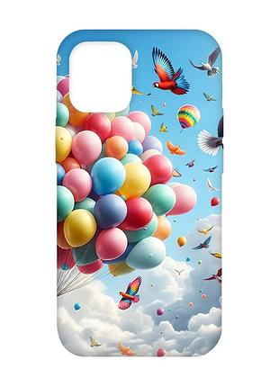 Матовый чехол с бирюзовыми боками на iphone 12 / 12 pro (6.1) :: воздушные шарики (принт 365)