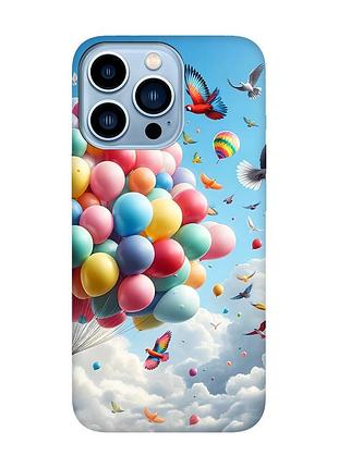 Матовый чехол с черными боками на iphone 13 pro max :: воздушные шарики (принт 365)