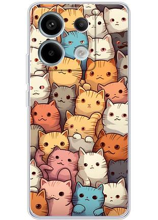 Чехол силиконовый с картинкой на xiaomi redmi note 13 5g (котики)