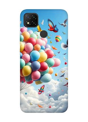Матовый чехол с бирюзовыми боками на xiaomi redmi 9c/10a :: воздушные шарики (принт 365)