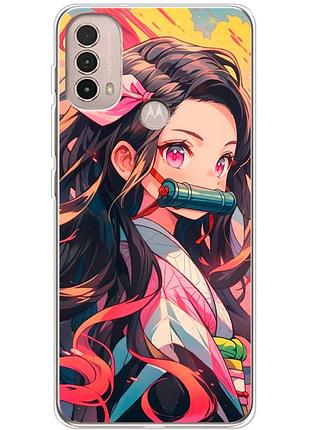 Чехол силиконовый с картинкой на motorola e40 (аниме, anime)