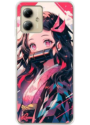 Чехол силиконовый с картинкой на motorola g14 (аниме, anime)