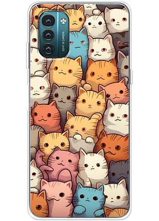 Чехол силиконовый с картинкой на nokia g21 (котики)