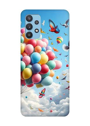 Матовый чехол с черными боками на samsung galaxy a32 :: воздушные шарики (принт 365)