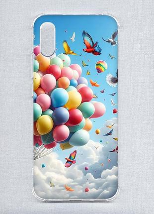Чехол с утолщёнными углами на xiaomi redmi 9a :: воздушные шарики (принт 365)