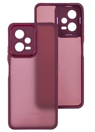Чехол fiji lens для xiaomi redmi note 12 5g global бампер матовый с защитой блока камер wine red
