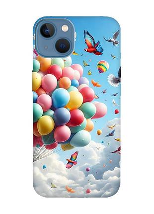 Матовый чехол с розовыми боками на iphone 13 :: воздушные шарики (принт 365)