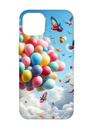 Матовый чехол с бирюзовыми боками на iphone 14 :: воздушные шарики (принт 365)