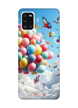 Матовый чехол с розовыми боками на samsung galaxy a31 :: воздушные шарики (принт 365)