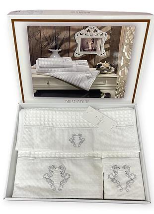 Набор полотенец maison d'or brise apone white вафельные 40-60 см, 50-100 см, 85-150 см белый