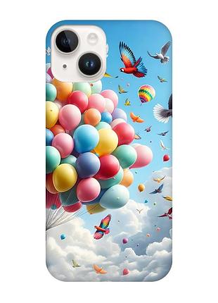 Матовий чохол з чорними боками на iphone 14 :: повітряні кульки (принт 365)