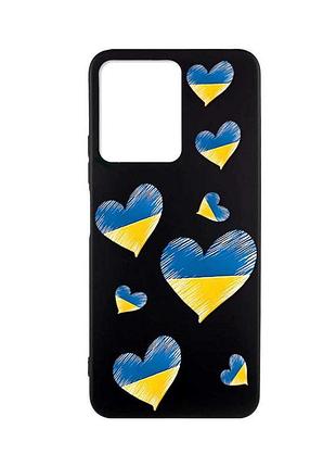 Матовый черный чехол на xiaomi redmi note 12 :: сердечка. украина (принт 258)