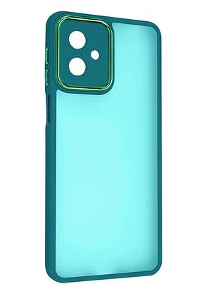 Чехол fiji lens для motorola g14 бампер матовый с защитой блока камер dark green