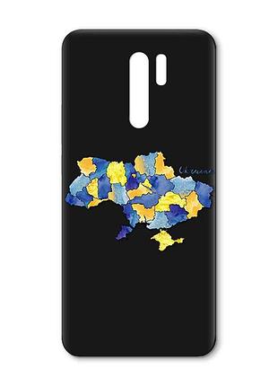 Матовий чорний чохол на xiaomi redmi 9 :: карта україни (принт 261)