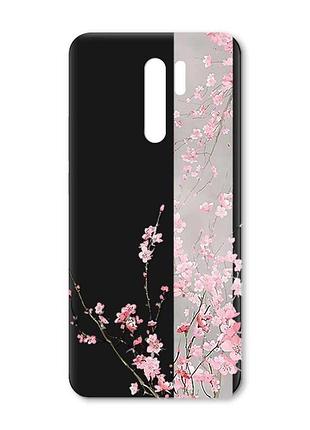 Матовый черный чехол на xiaomi redmi 9 :: сакура в цвету (принт 286)